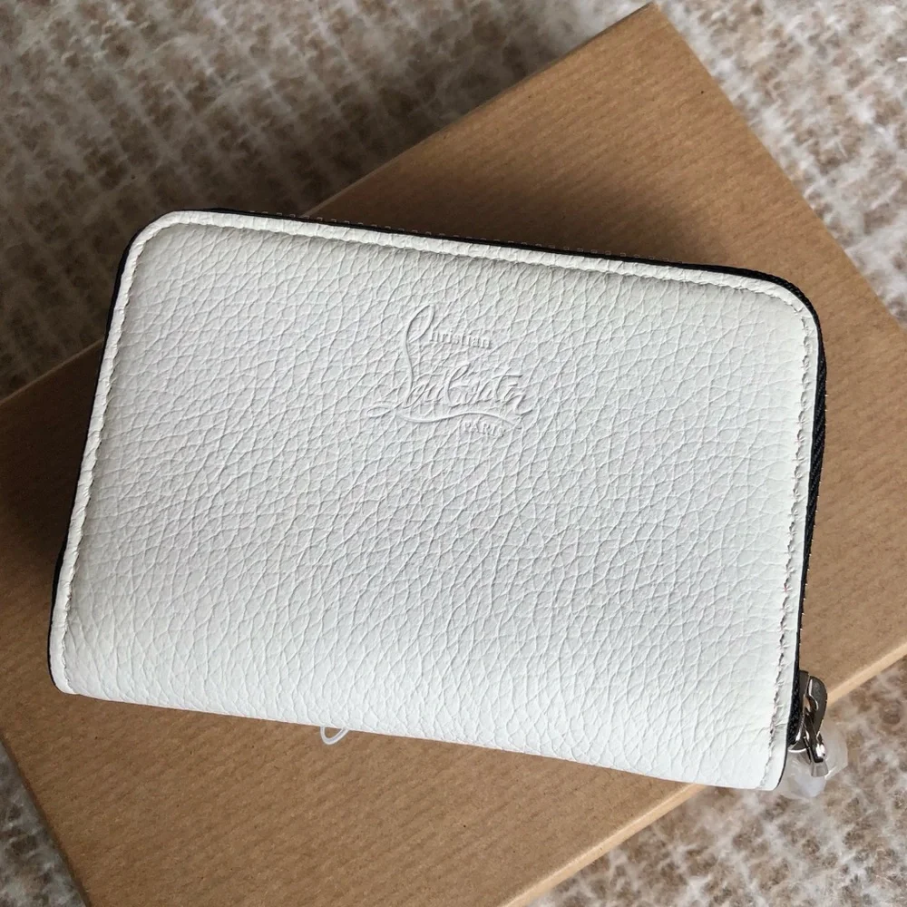 Christian Louboutin Panettone White Leather Stud Small Coin Purse Wallet - Picture 4 of 15